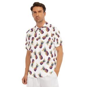 NEW Obnoxious Golf The Swinger 2.0 Polo Shirt Men's White Pineapple Size L
